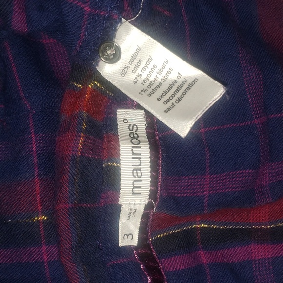 Maurices Double Front Pocket Metallic Tinsel Plaid Button Front Shirt Top 3X - Picture 14 of 16